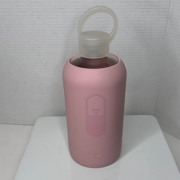Bkr.  Pink BIG BOTTLE 1L (32OZ) Water bottle Glass/Silicone Sleeve -NEW - Picture 6 of 13